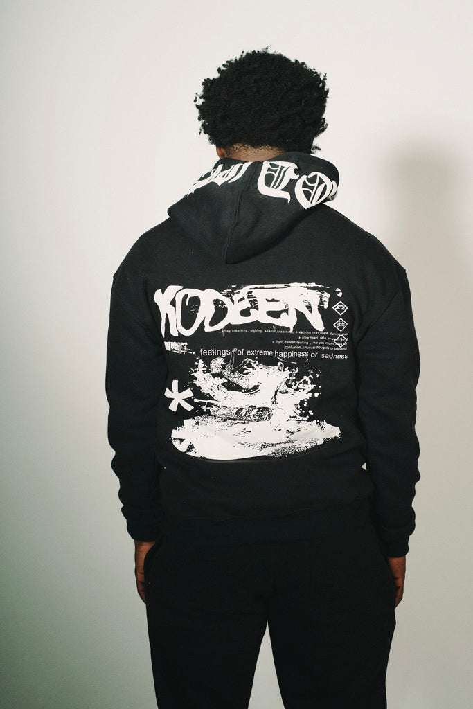 KODEEN* Old English Hoodie Black/White (PRE ORDER)