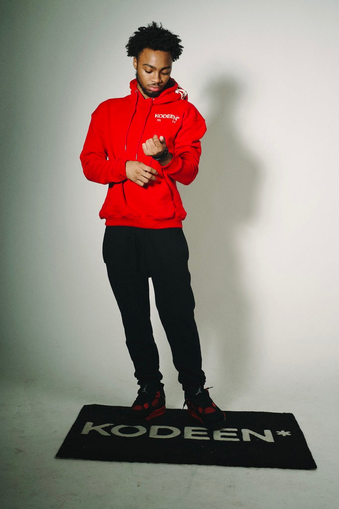 KODEEN* Old English Hoodie Ruby Red/Cream (PREORDER)