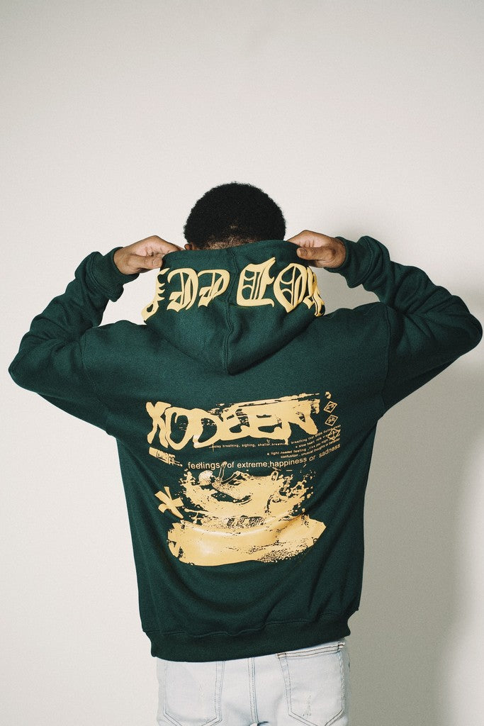 KODEEN* Old English Hoodie Forest Green/Yellow (PRE ORDER)