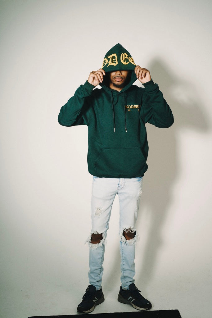 KODEEN* Old English Hoodie Forest Green/Yellow (PRE ORDER)