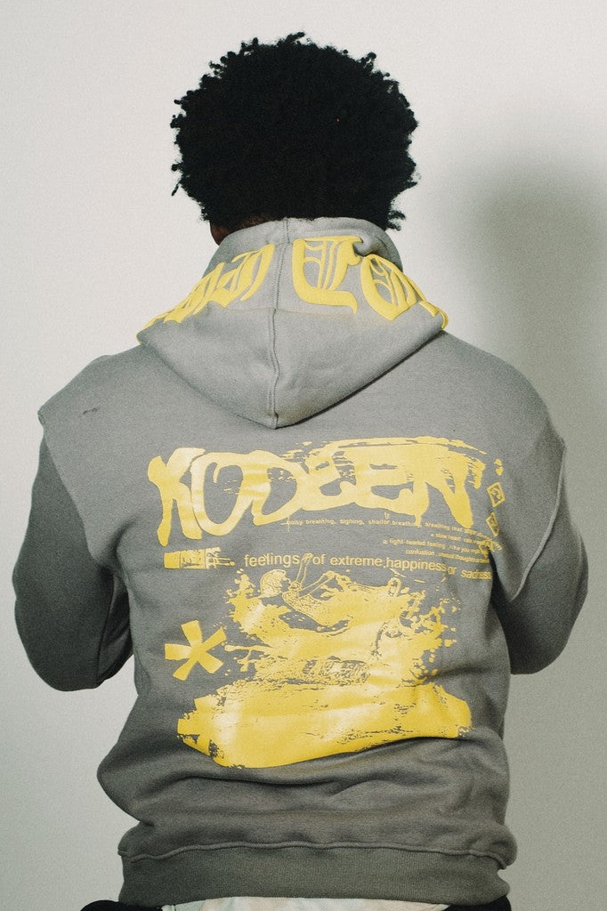 KODEEN* Old English Hoodie Grey/Yellow (PRE ORDER)