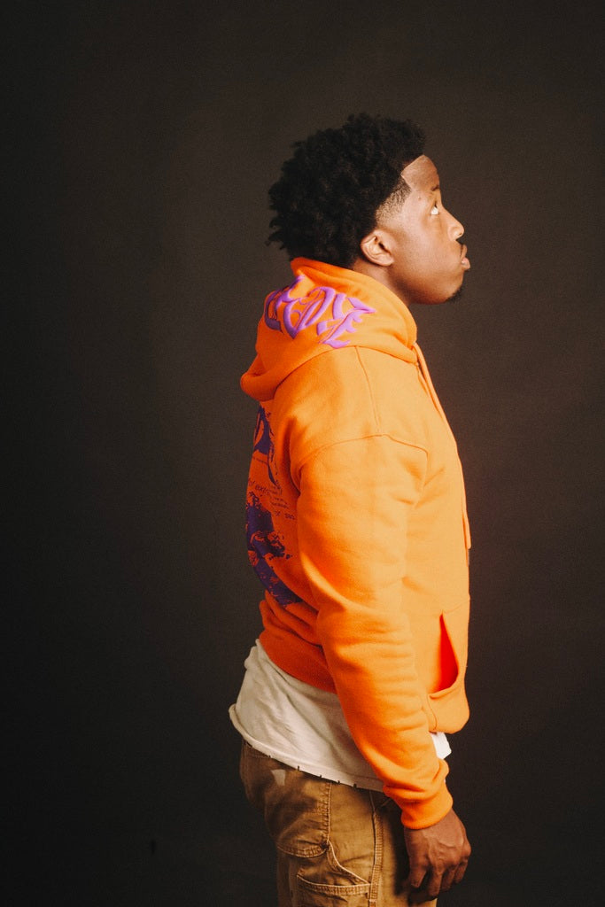 KODEEN* Old English Hoodie Orange/Royal Purple (PRE ORDER)