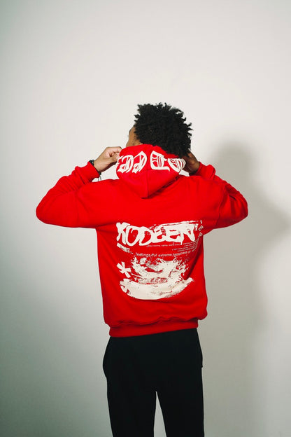 KODEEN* Old English Hoodie Ruby Red/Cream (PREORDER)